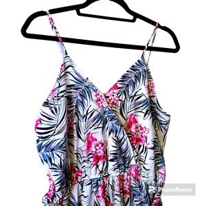Floral Tropical Summer Vacation Flowy Jumpsuit